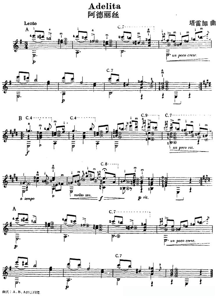 西班牙吉他独奏曲：阿德丽丝