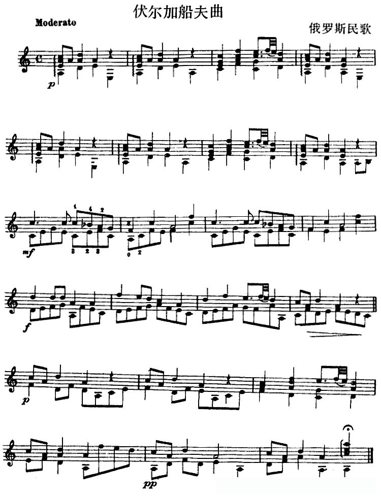 西班牙吉他独奏曲：伏尔加船夫曲