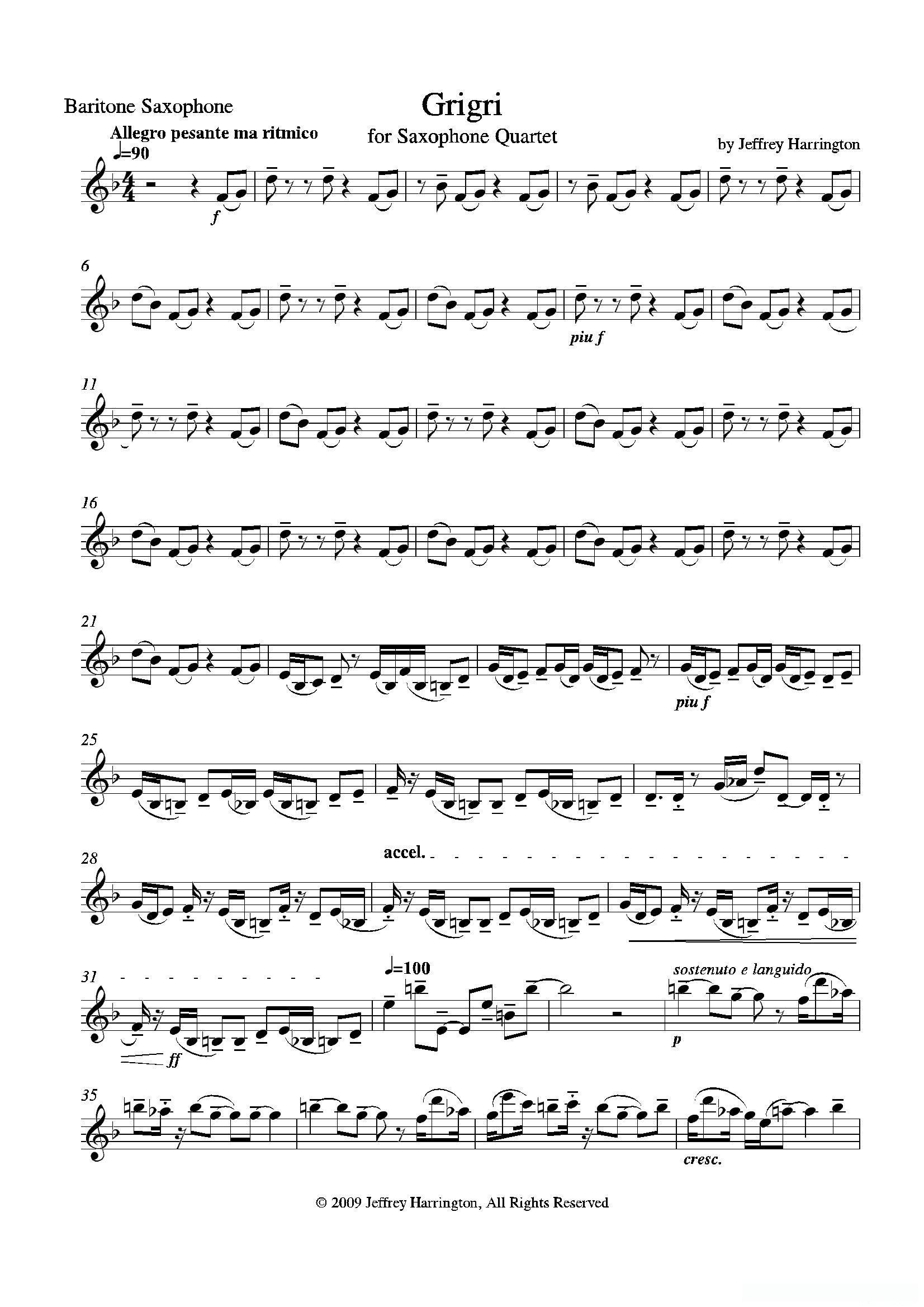 Grigri(四重奏上低音萨克斯分谱)