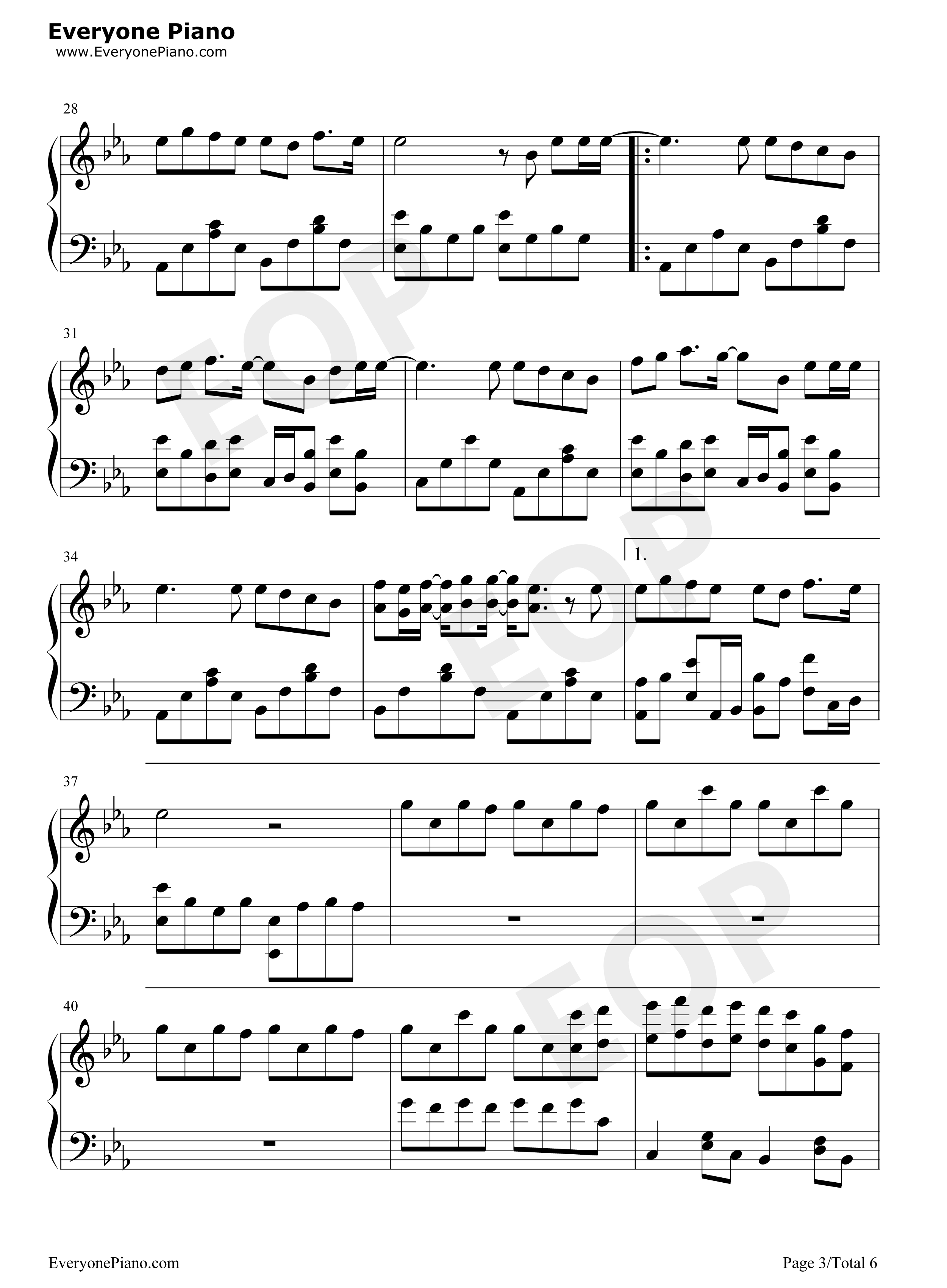 七里香-周杰伦五线谱预览3