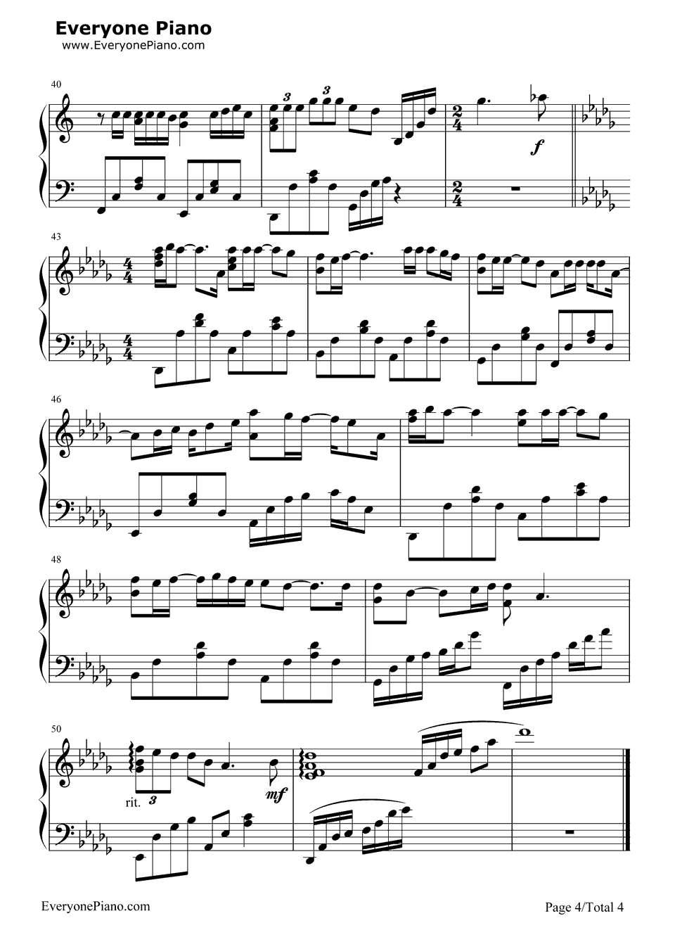燃烧-孙楠五线谱预览4