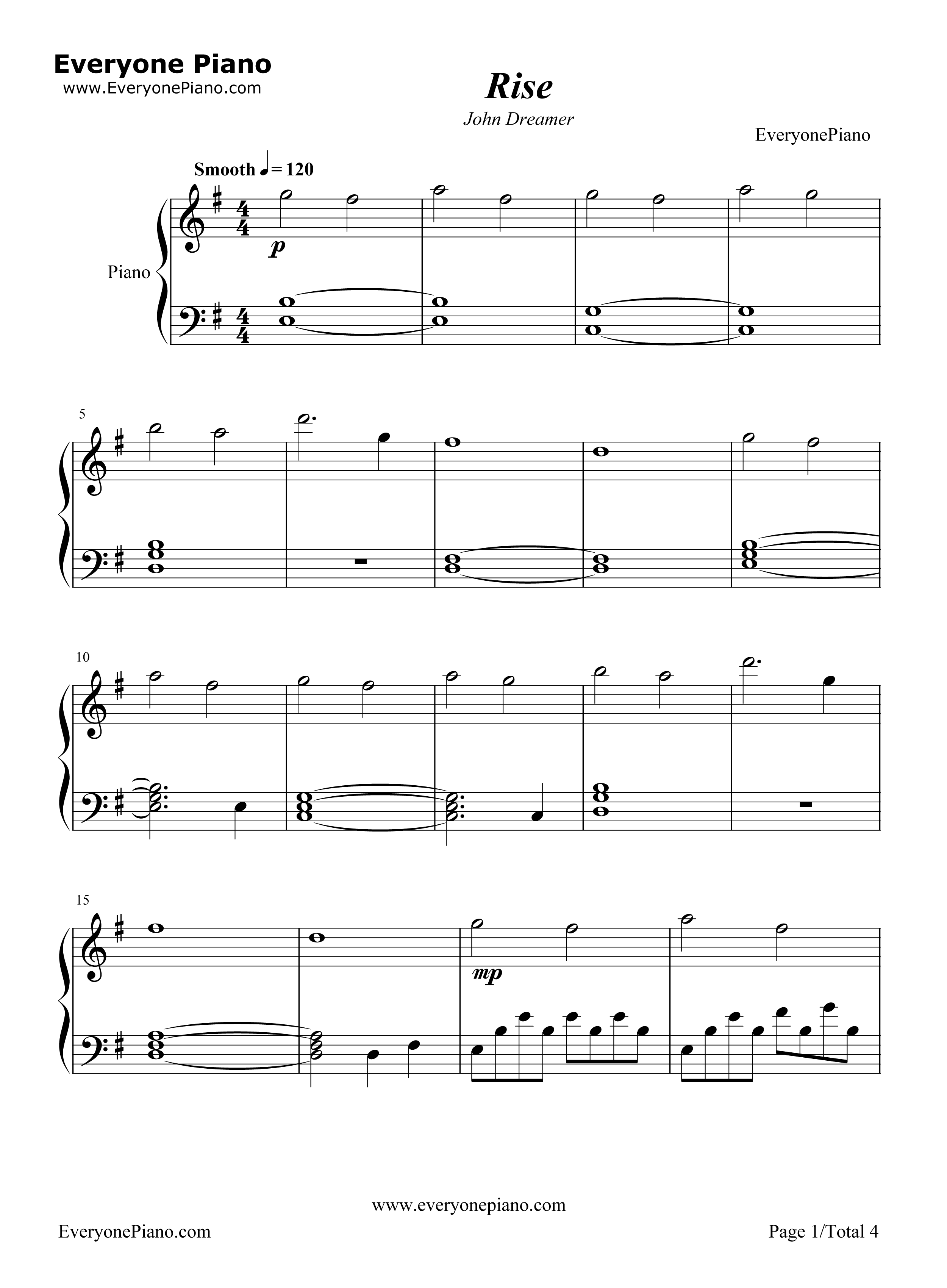 Rise-刺客信条3背景音乐五线谱预览1