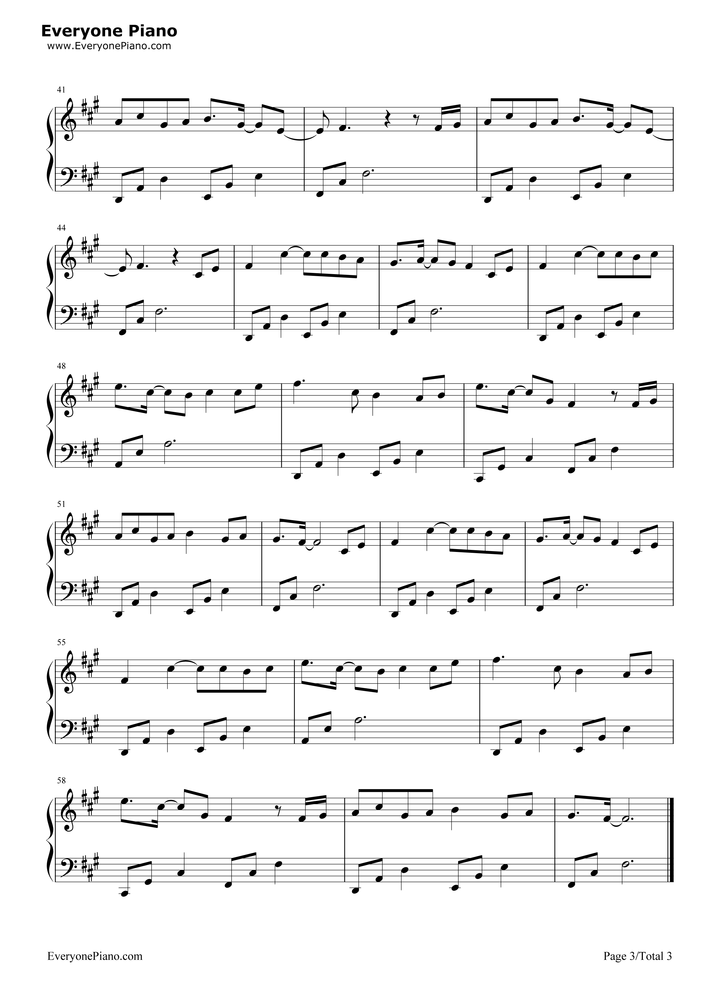 因你-醉玲珑主题曲五线谱预览3