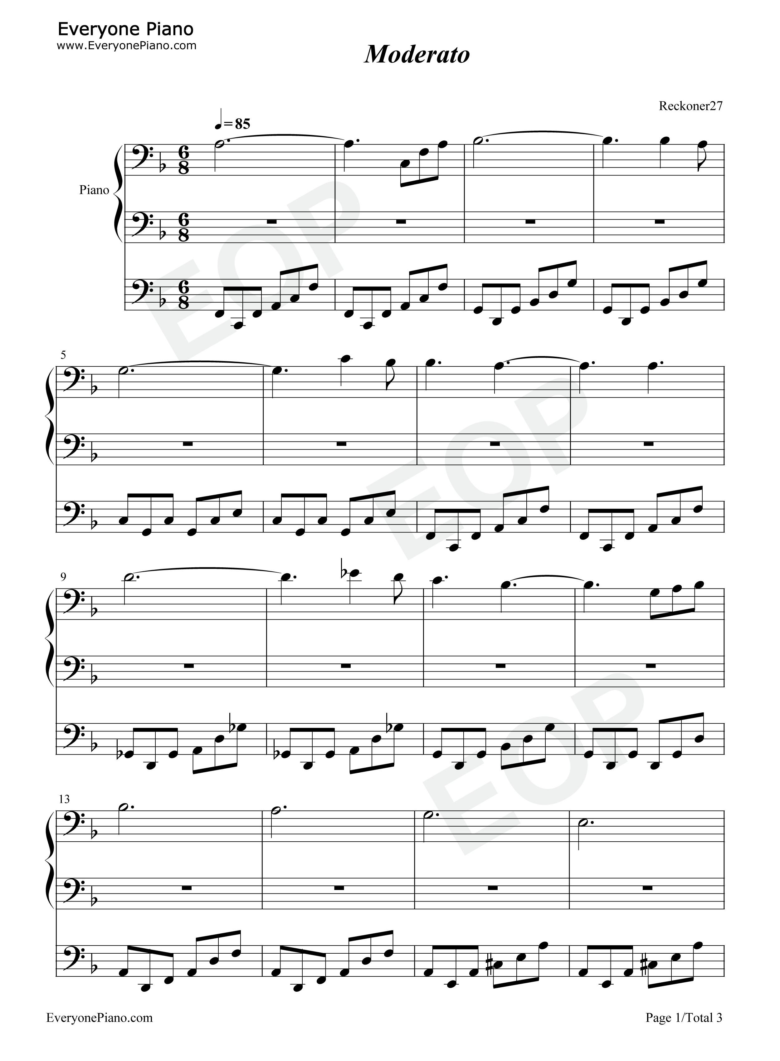 Moderato-xxxHOLiC插曲五线谱预览1