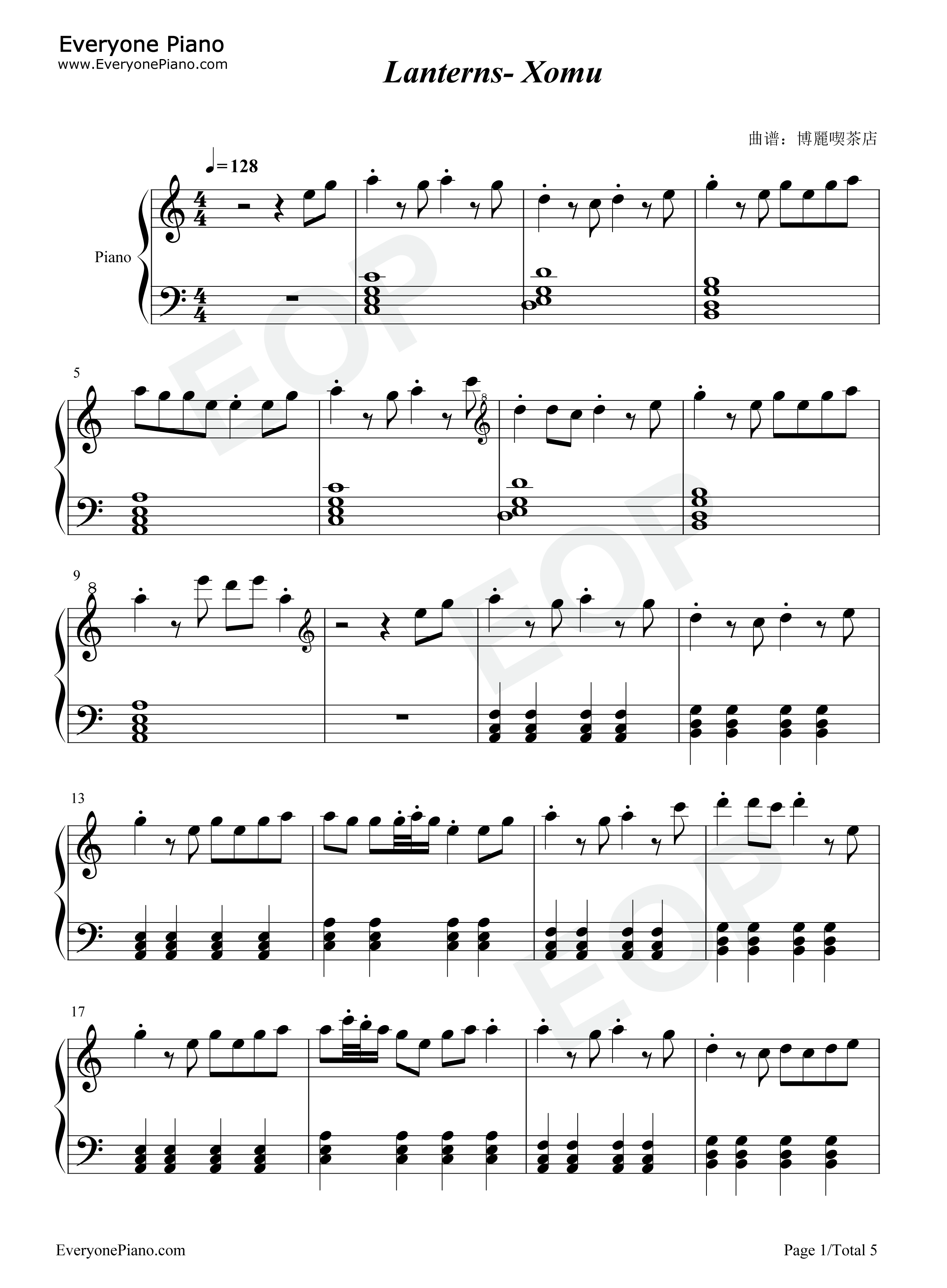 Lanterns-Xomu五线谱预览1