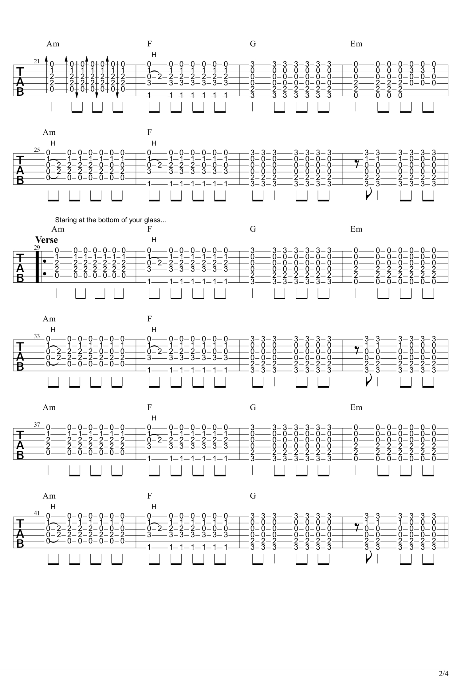 Passenger《let her go》吉他谱_吉他独奏谱第2张