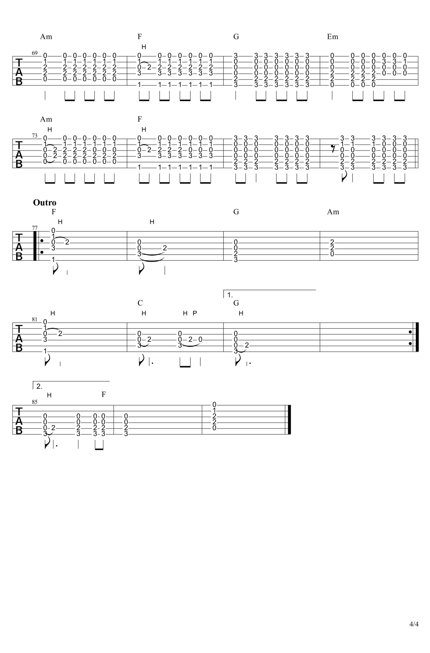 Passenger《let her go》吉他谱_吉他独奏谱第4张