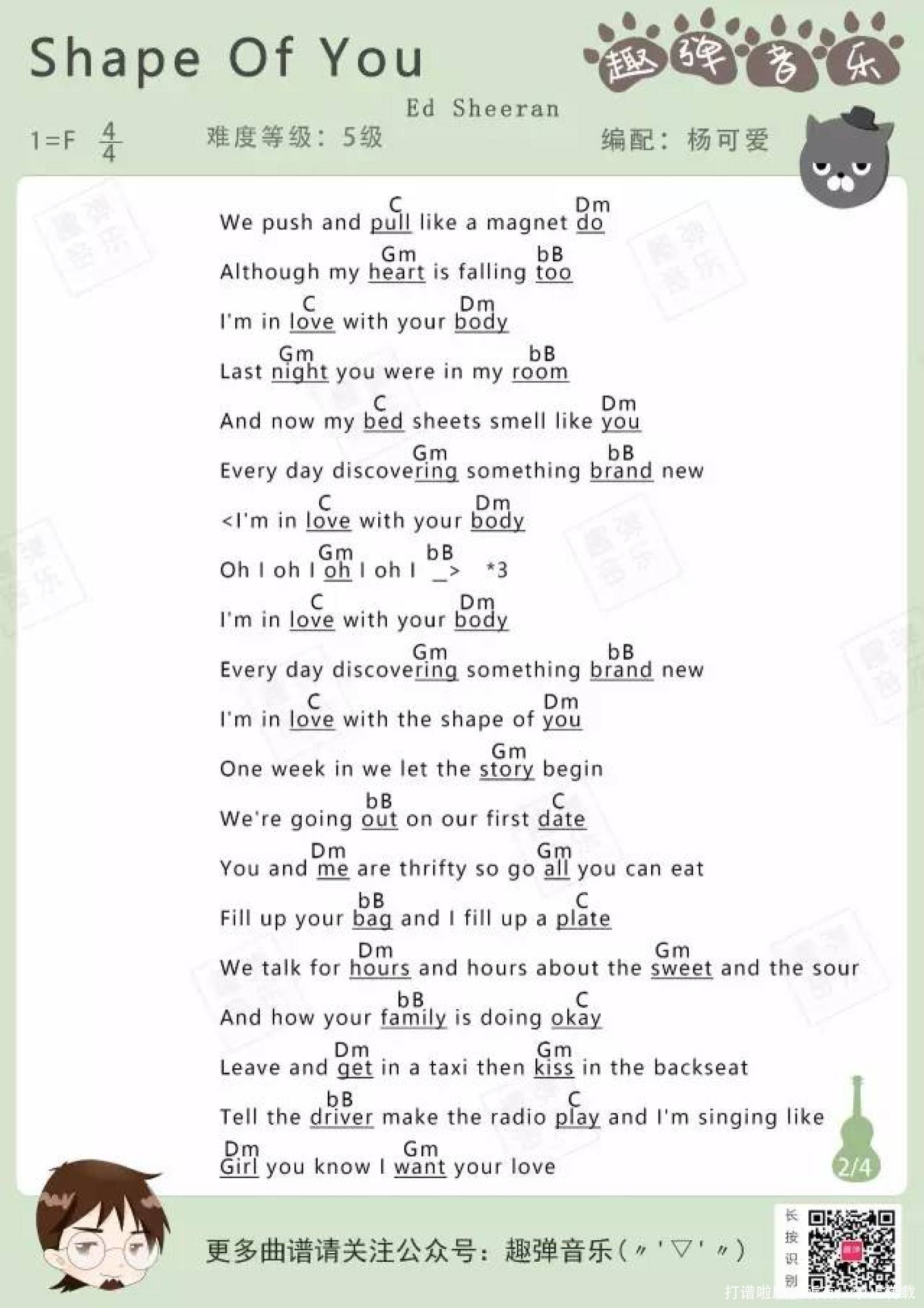 《Shape of You》_尤克里里谱第2张