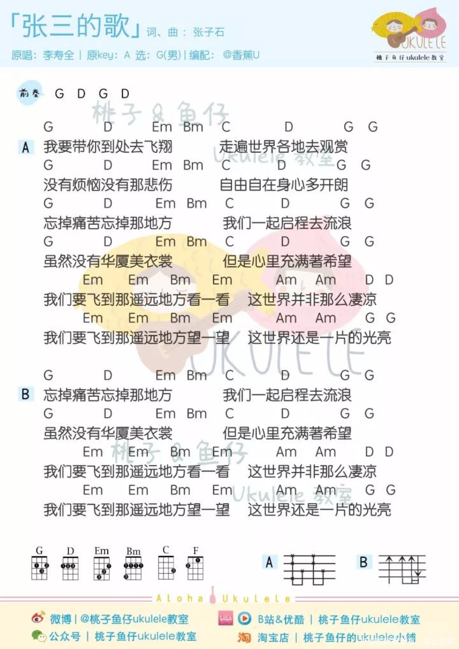 齐秦《张三的歌》_尤克里里谱第2张