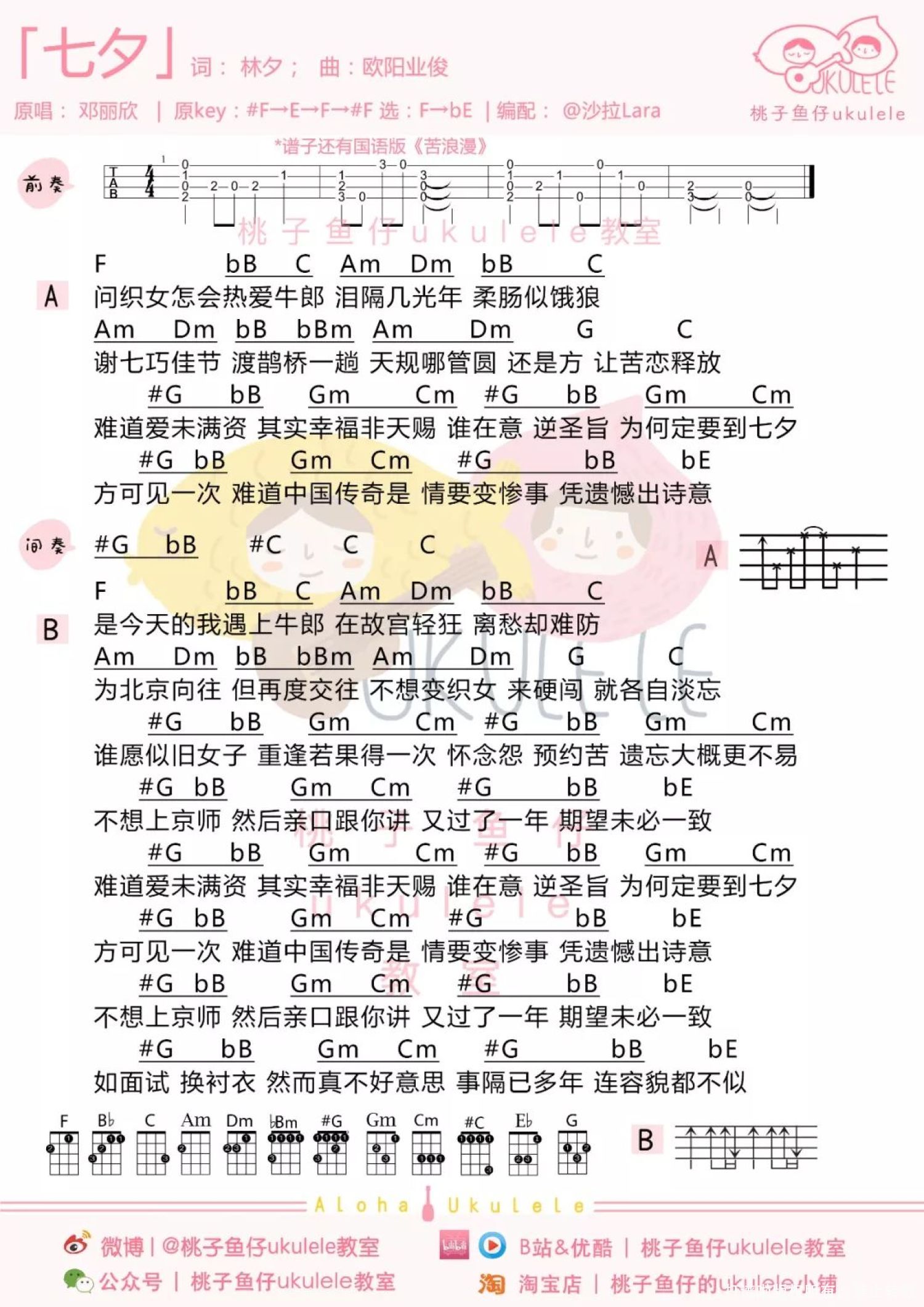 邓丽欣《七夕》_尤克里里谱第1张