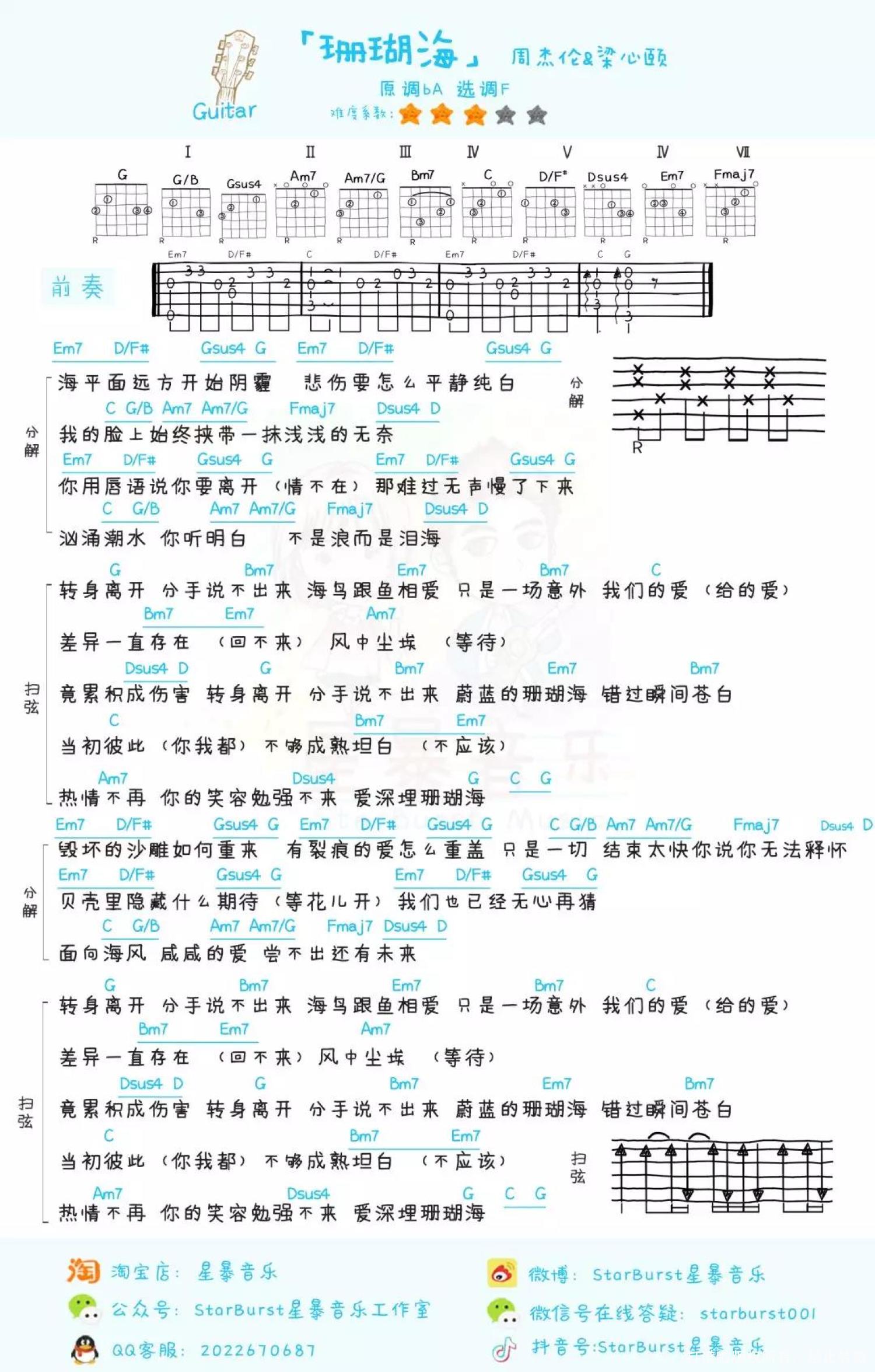 周杰伦/梁心颐《珊瑚海》_尤克里里谱第2张