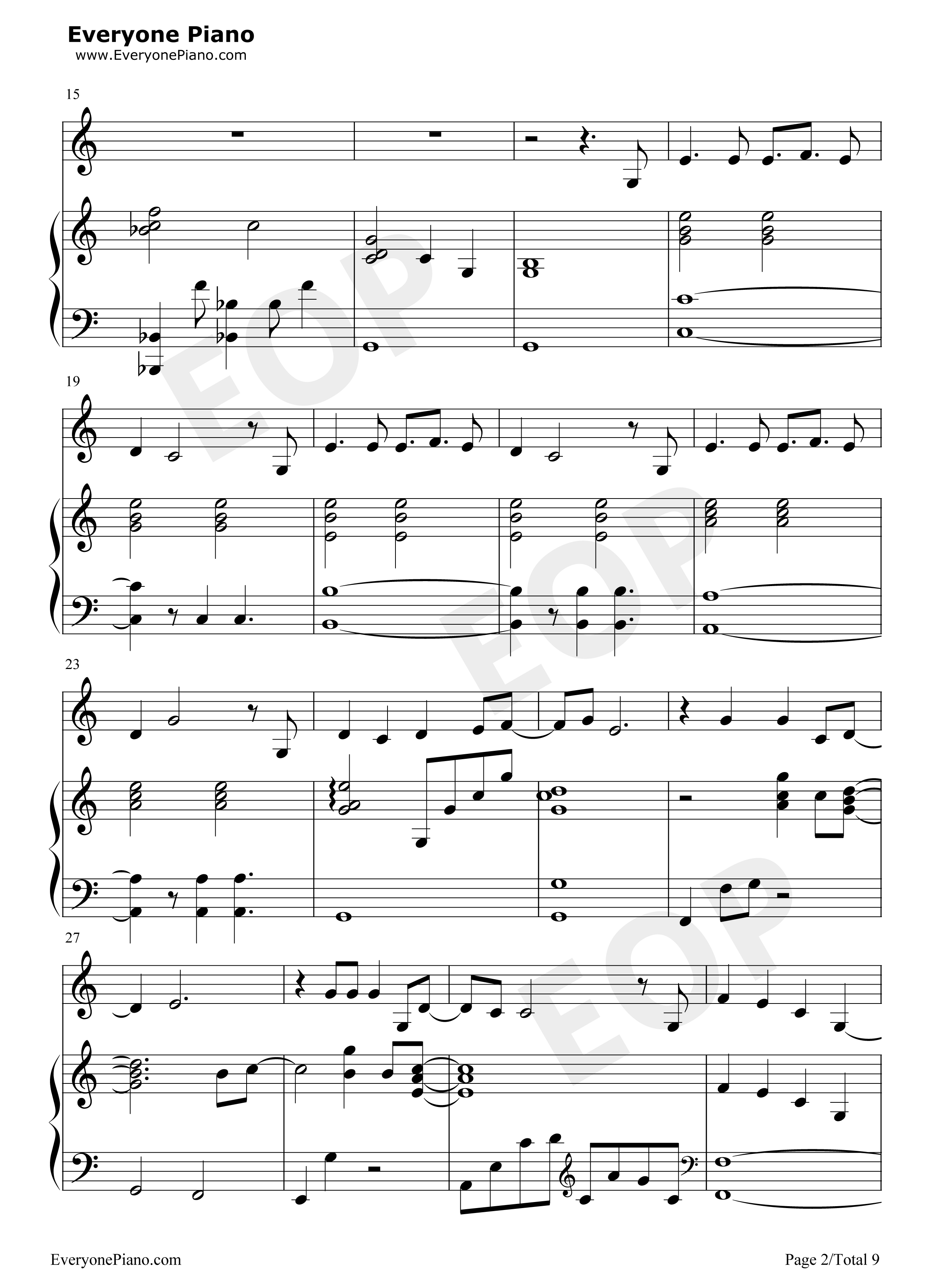 慢慢走-上瘾片尾曲五线谱预览2