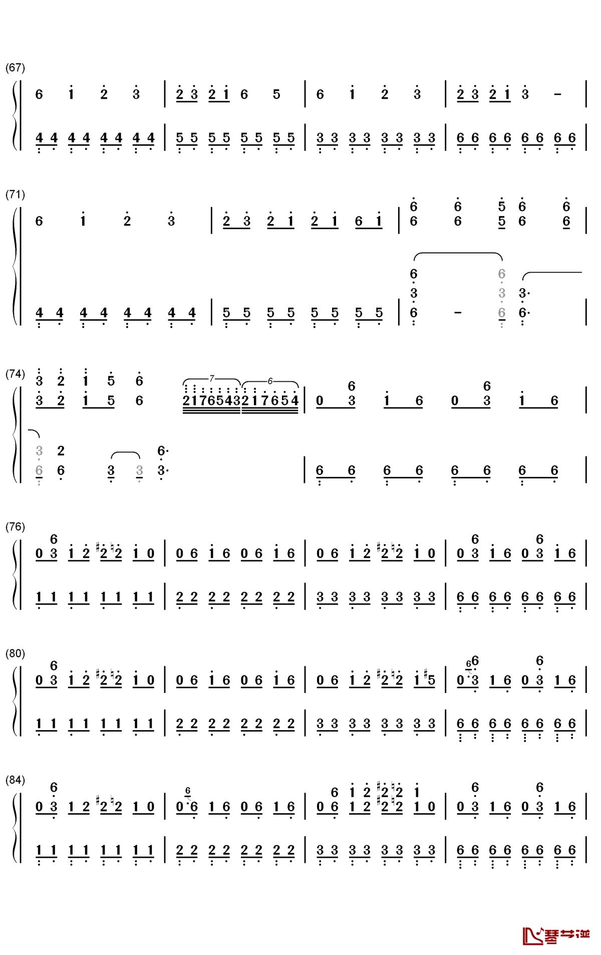 ダダダダ天使钢琴简谱-数字双手-ナナヲアカリ4