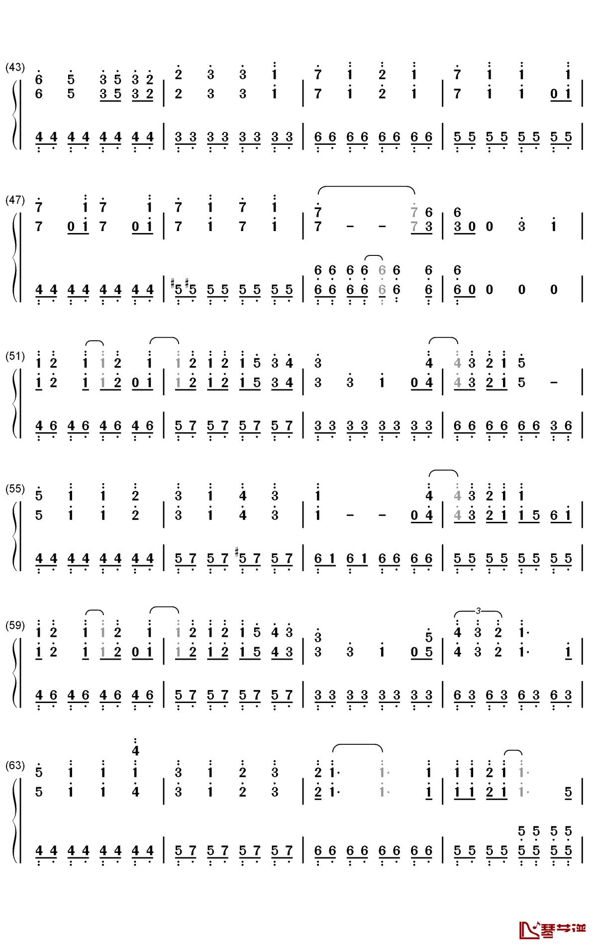 ダダダダ天使钢琴简谱-数字双手-ナナヲアカリ3