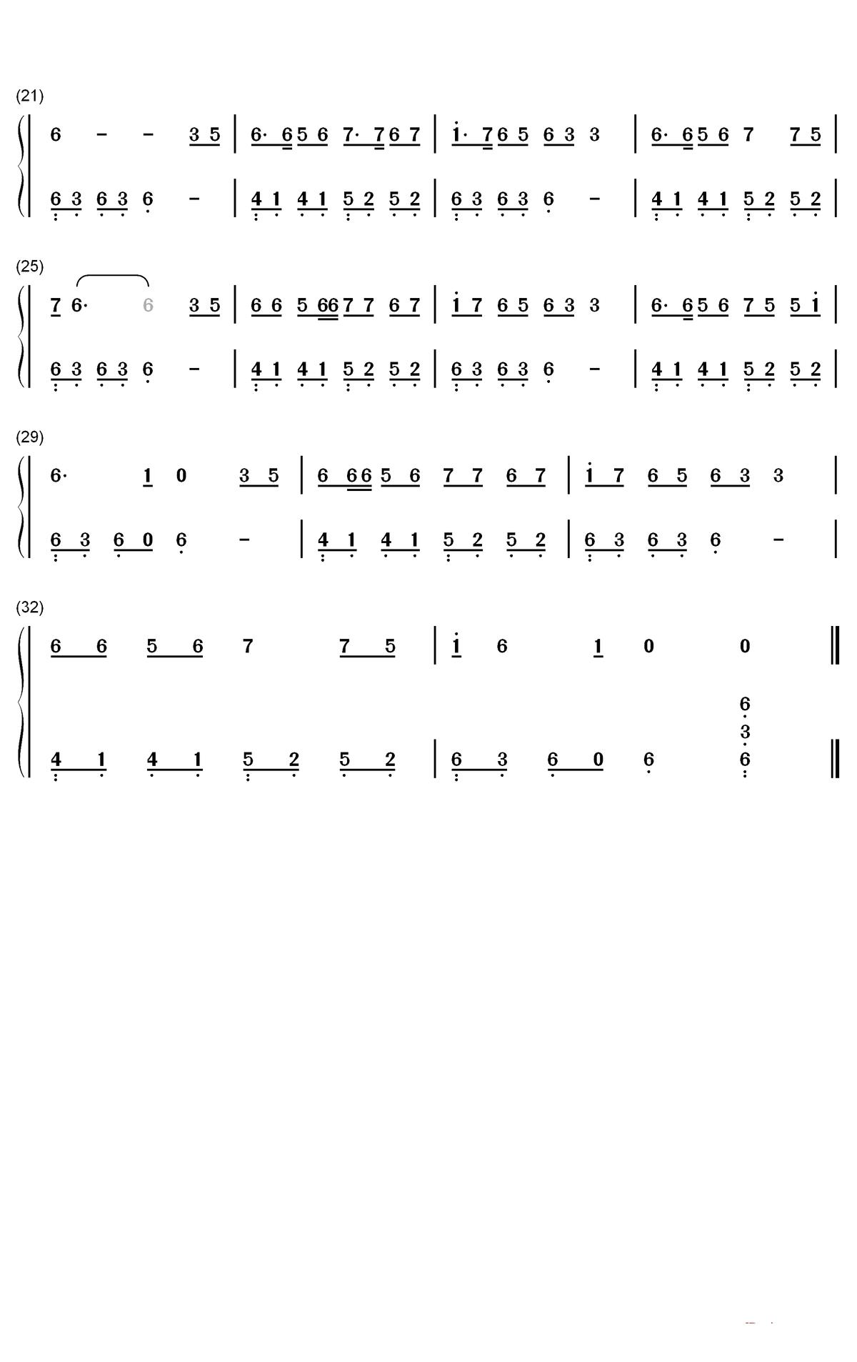 一个人挺好钢琴简谱-数字双手-杨小壮2