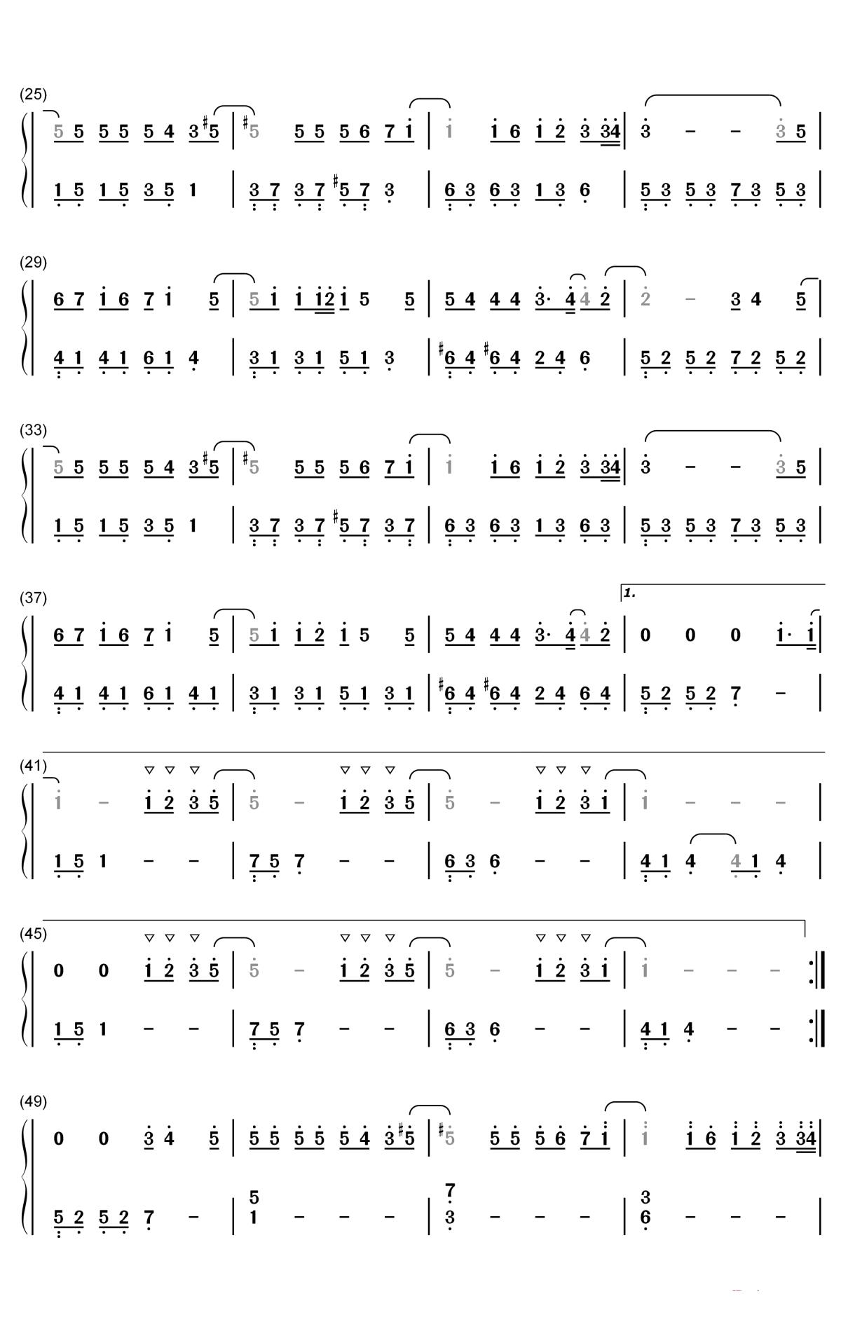 心光钢琴简谱-数字双手-胡夏2