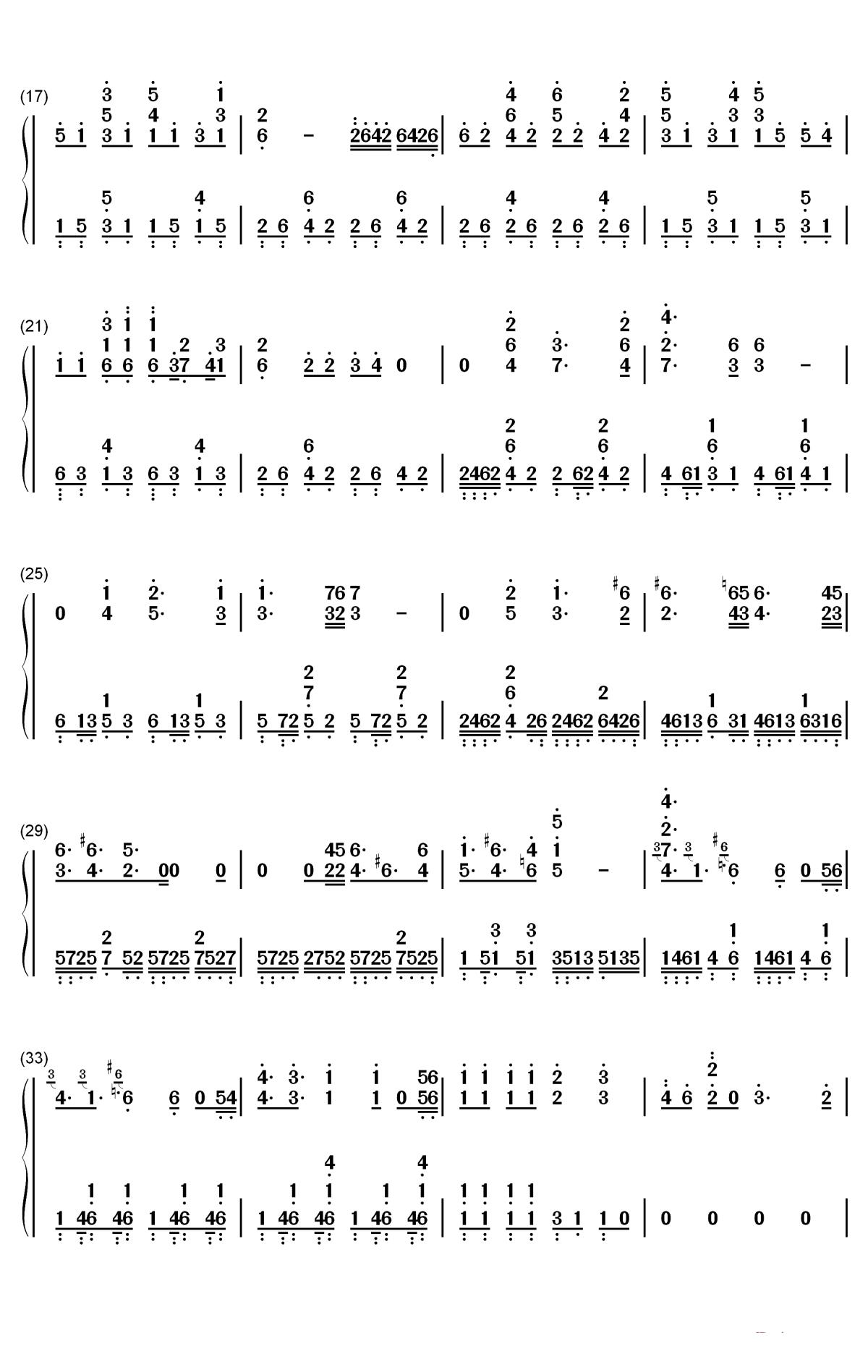 姜子牙钢琴简谱-数字双手-张杰2