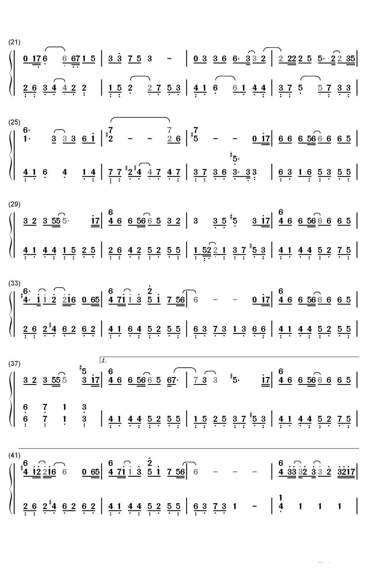 枕边人钢琴简谱-数字双手-胡彦斌2
