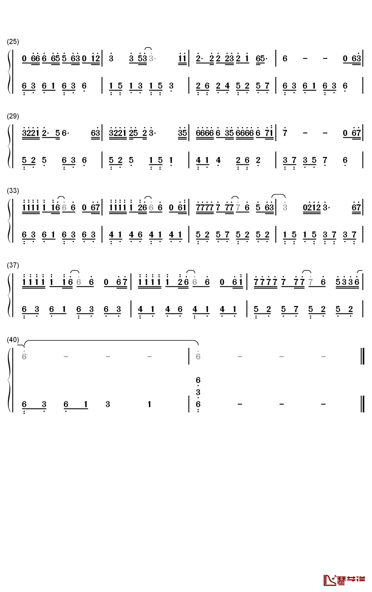 暗里着迷钢琴简谱 - 数字双手-刘德华2