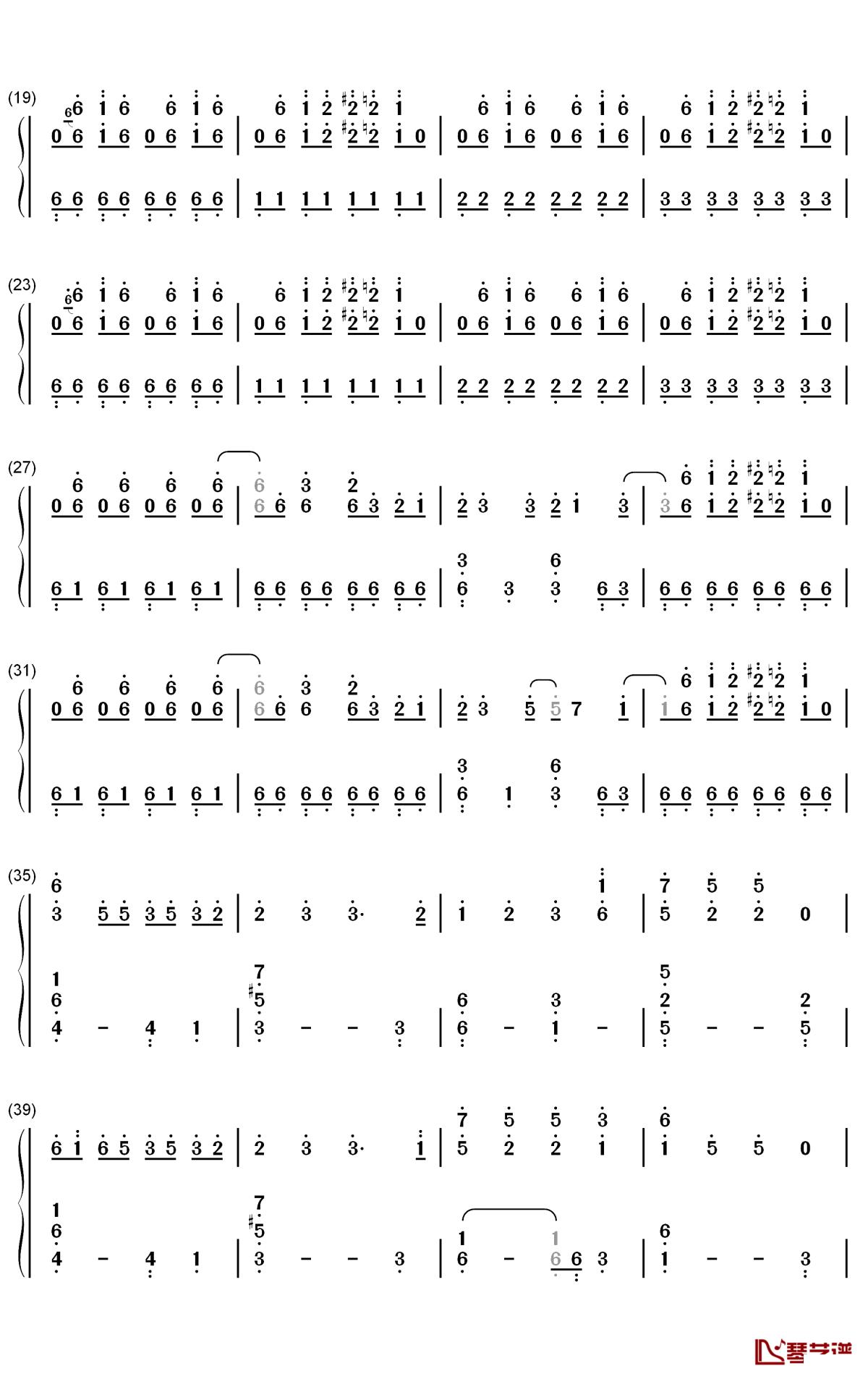ダダダダ天使钢琴简谱-数字双手-ナナヲアカリ2