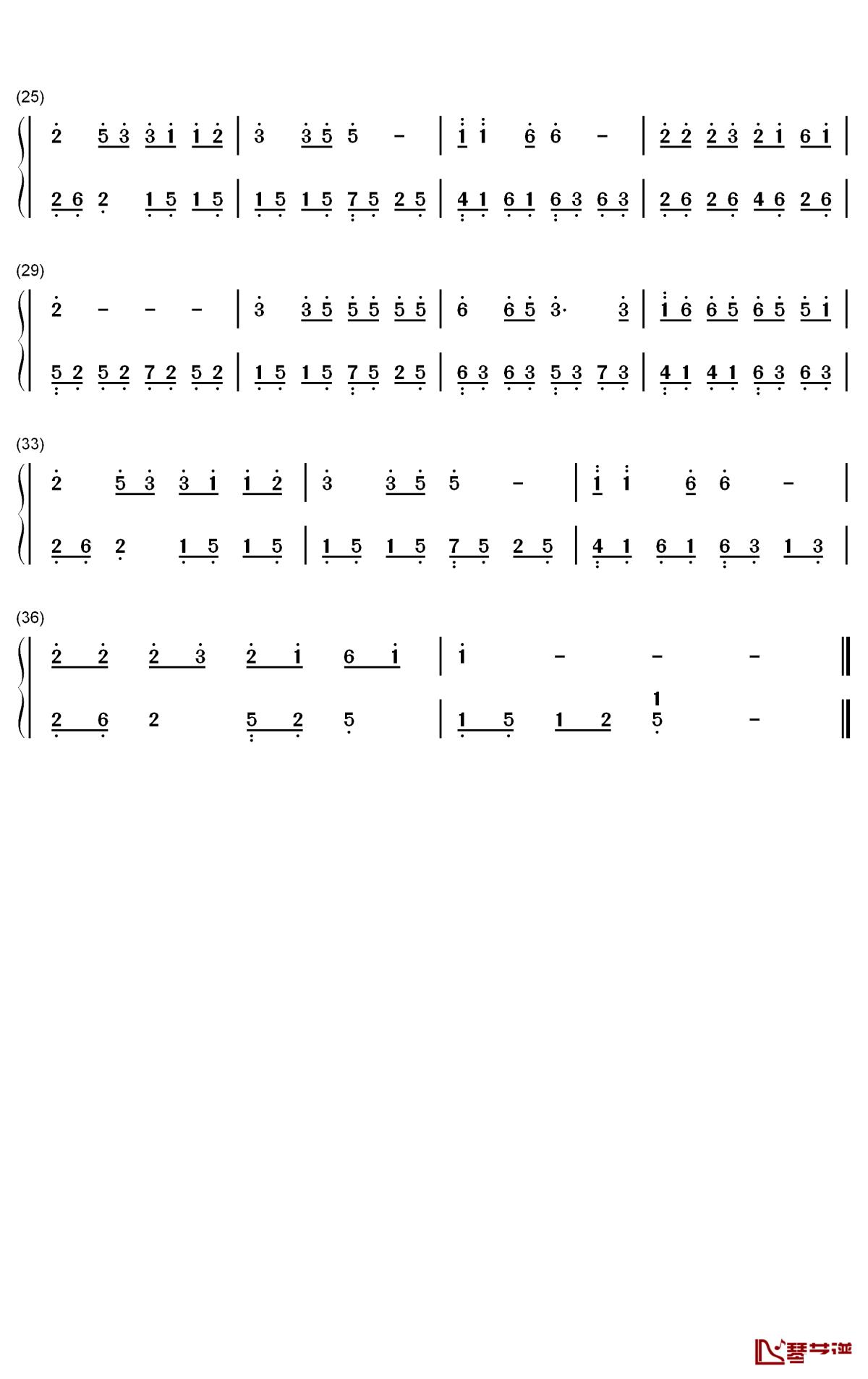 白狐钢琴简谱 - 数字双手 - 陈瑞2