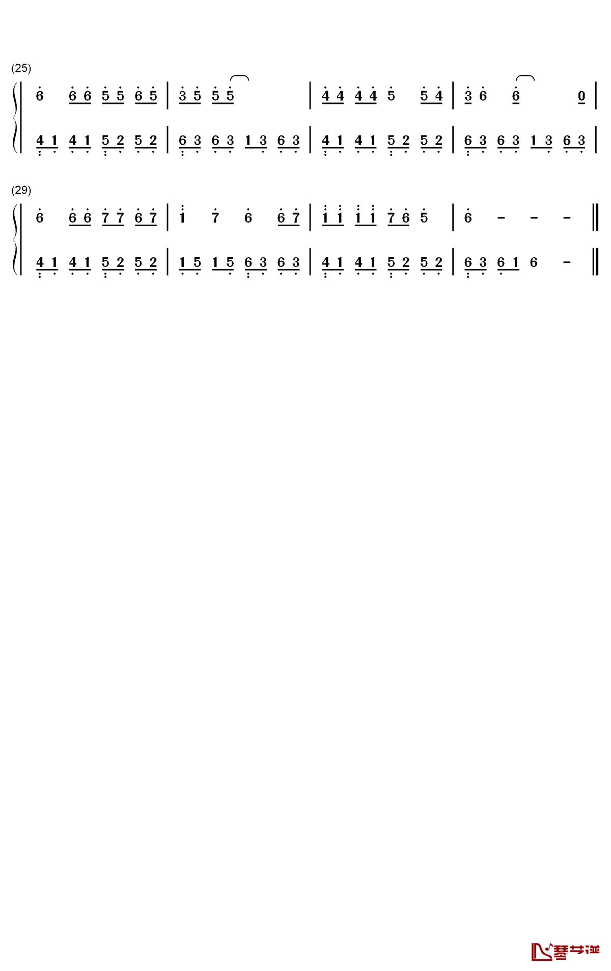 爱的故事上集钢琴简谱 - 数字双手-孙耀威2