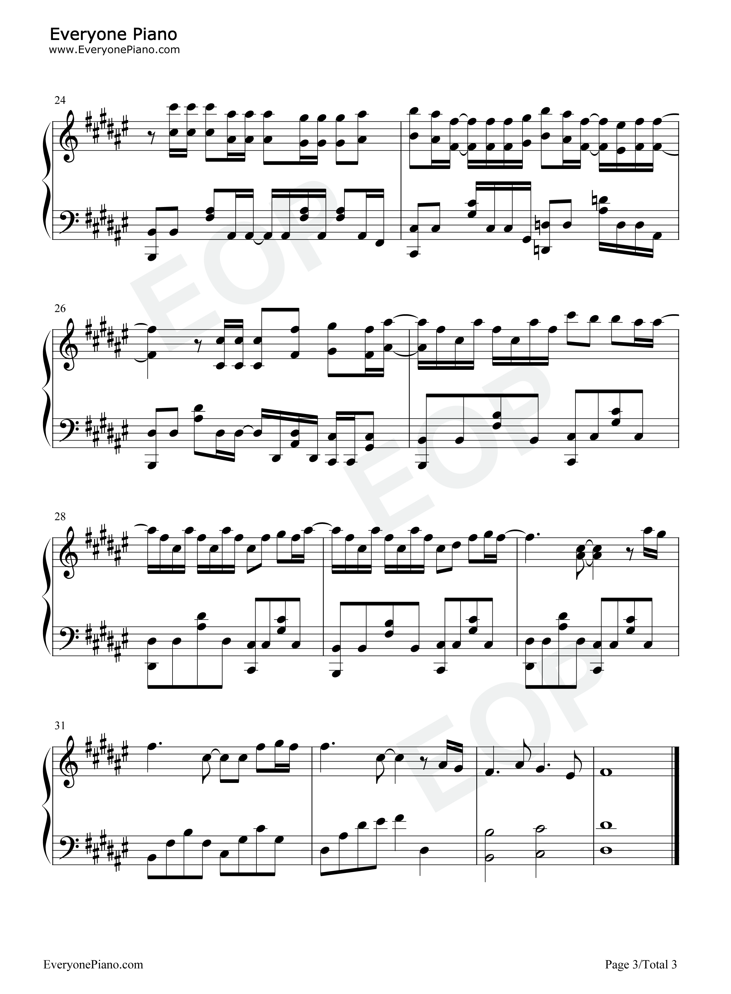 Believe in you-Re 从零开始的异世界生活ED五线谱预览3
